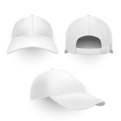Baseball cap, hat realistic vector mockup set