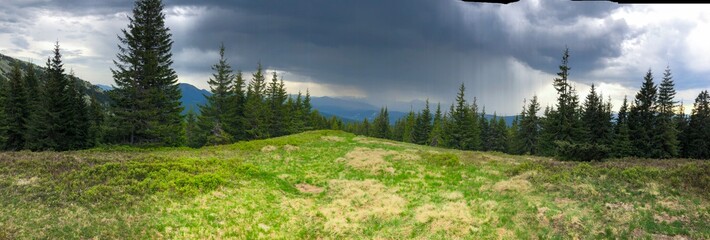 Obraz premium mountain valley near the Khomyak mountain in the Carpathian mountains