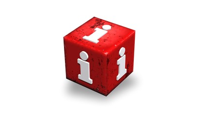 info sign in white color on a red cube - isolated on white background - 3D illustration