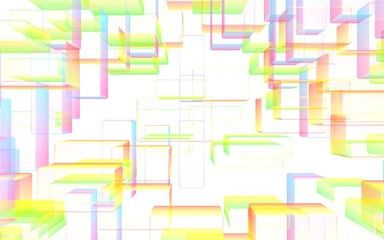 Colorful abstract digital and technology background. The pattern with repeating rectangles. 3D illustration