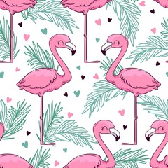 Background seamless vector flamingo. Design print for textile.