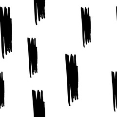 Brush strokes and lines. Grunge doodle brushes on white background. Black ink. Abstract seamless vector pattern.