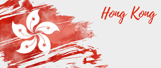 Abstract grunge painted Hong Kong flag