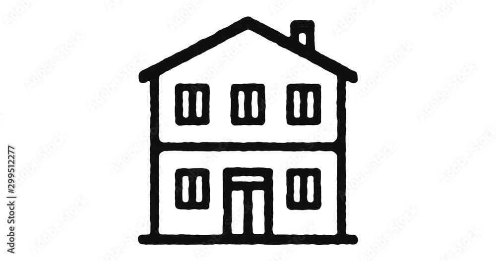 Poster mansion outline icon animation footage/video. hand drawn like symbol animated with motion graphic, c