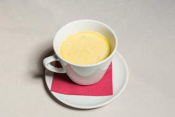 Cream soup served in a cup
