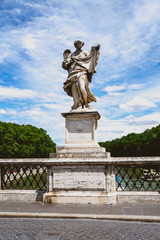 Statues placed along the Tevere river in Rome, Italy