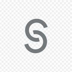 Initial letter cc linked to create letter S. Stock Vector illustration isolated on transparent background.