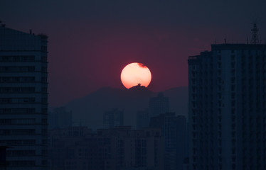 sunset in the city