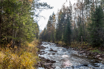 Fototapeta premium Gorge Larkin near the mountin Iremel, South Ural, Republic of Bashkortostan, Russia