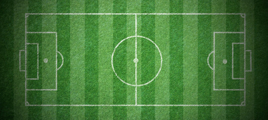 Football field design View from above Lawns marked with lines and stripes © chiew