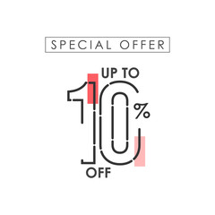Discount up to 10% off Special Offer Vector Template Design Illustration