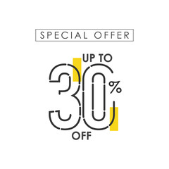 Discount up to 30% off Special Offer Vector Template Design Illustration