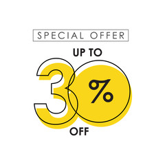 Discount up to 30% off Special Offer Vector Template Design Illustration