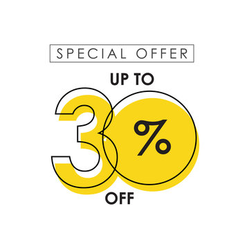 Discount Up To 30% Off Special Offer Vector Template Design Illustration