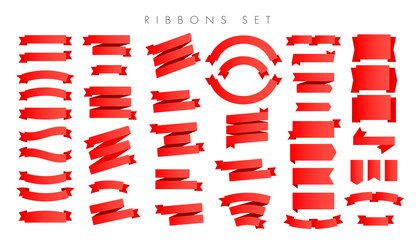 Modern new gradient red ribbons isolated on white background. Can be used to decorate web banner, postcard, poster or infographic.