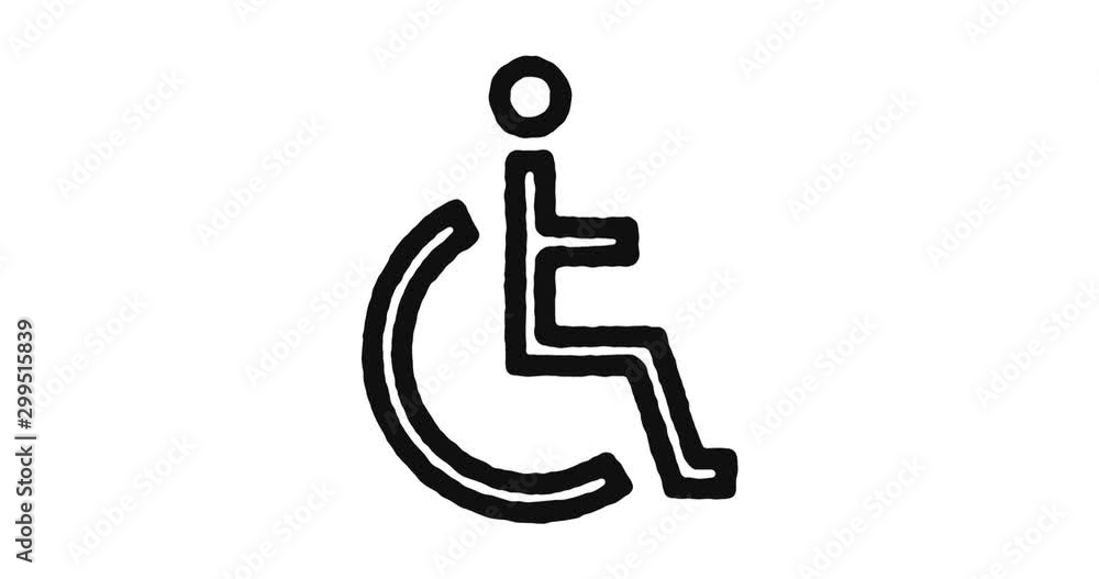 Poster disabled outline icon animation footage/video. hand drawn like symbol animated with motion graphic, 
