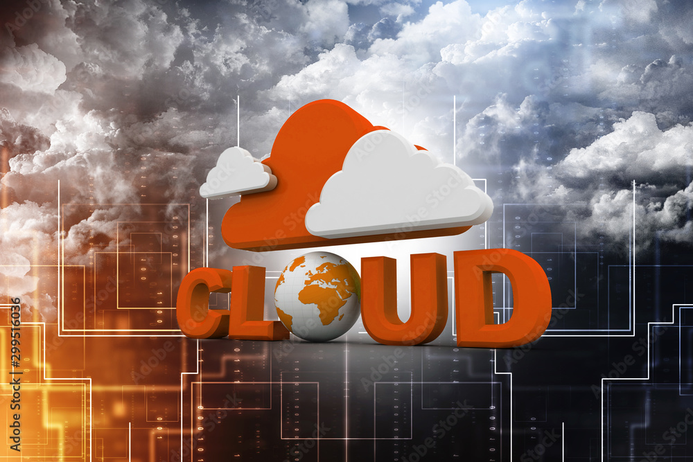 Poster 3d rendering technology cloud computing