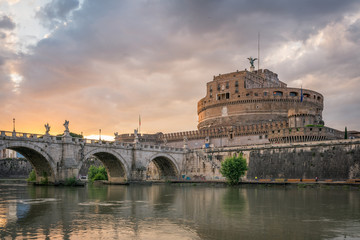 Fototapeta premium Sunset view of Castel Sant'Angelo, Rome, Italy