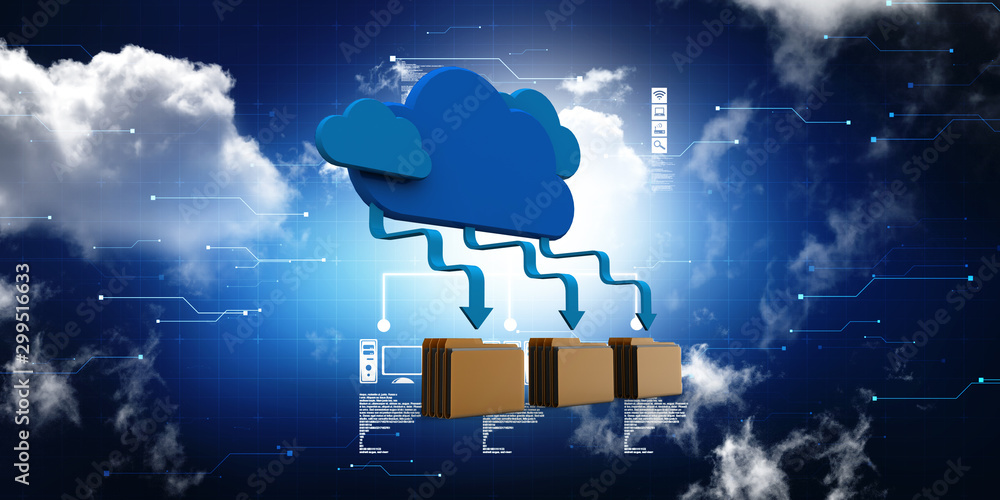 Poster 3d rendering cloud folder network
