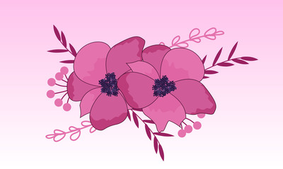 Flower and leaves floral background
