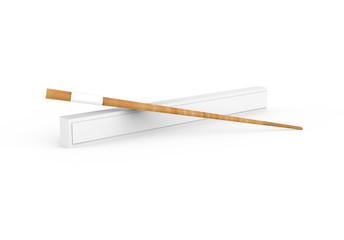 Chopsticks with a chopstick box, mock up template on isolated white background, 3d illustration