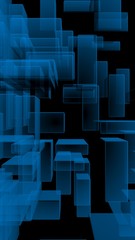 Blue and dark abstract digital and technology background. The pattern with repeating rectangles. 3D illustration