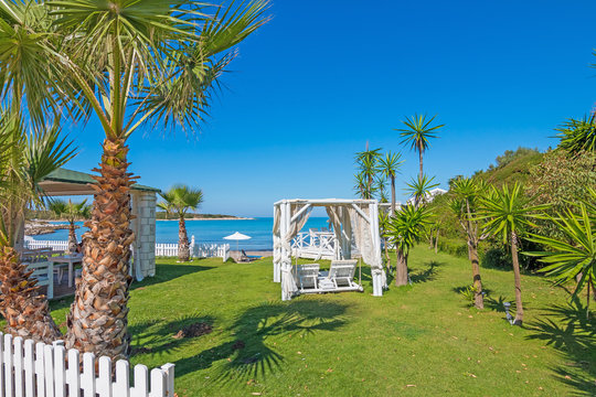 Costaline near Sidari in Corfu (Greece). The best place to visit. Buildings in background