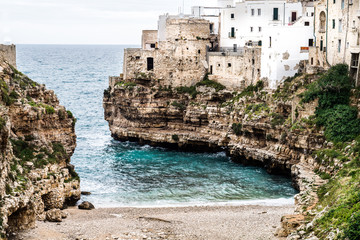 Fototapeta na wymiar Beautiful panoramic views of Polignano a Mare, Puglia Italy