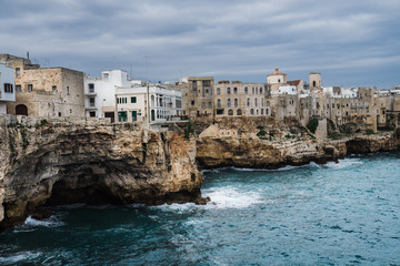 Fototapeta premium Beautiful panoramic views of Polignano a Mare, Puglia Italy