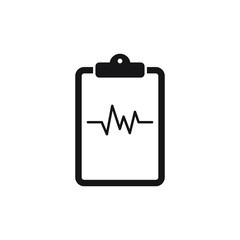 Lifeline of heartbeats on a clipboard vector icon. Simple element illustration. Lifeline of heartbeats symbol design.