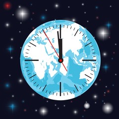 Obraz na płótnie Canvas Clock dial on the background of planet Earth
