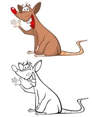 Foto op Plexiglas Vectorillustratie van een schattig stripfiguur Rat voor u ontwerp en computerspel. Kleurboek overzichtsset © liusa
