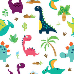 Cute dinosaur seamless pattern - 299520283