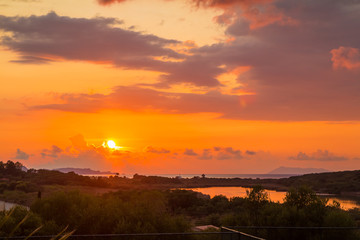 Fototapeta premium Beautiful sunset above the sea in Corfu (Greece)