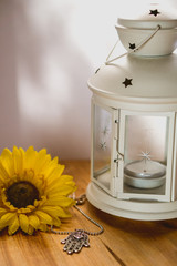 Sunflower with decorative lamp