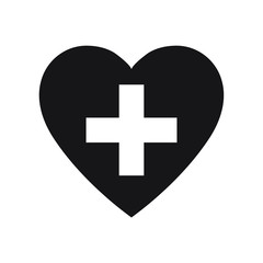 Obraz premium Heart icon with add sign, heart cross icon.