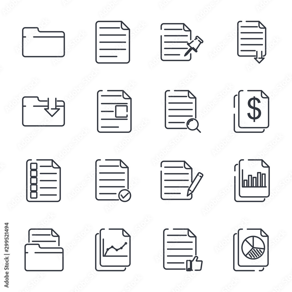 Poster Document web set icon template color editable. Document auditing web pack symbol vector sign isolated on white background illustration for graphic and web design.