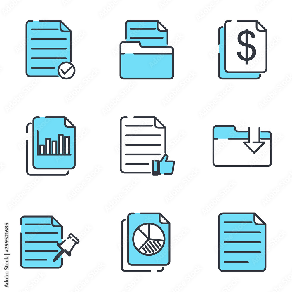 Poster Document web set icon template color editable. Document auditing web pack symbol vector sign isolated on white background illustration for graphic and web design.