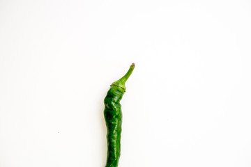 Green chili pepper isolated on white background