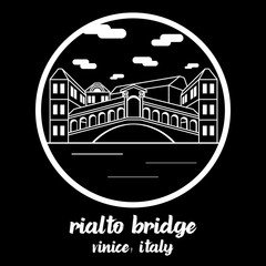 Circle icon line Rialto Bridge. vector illustration