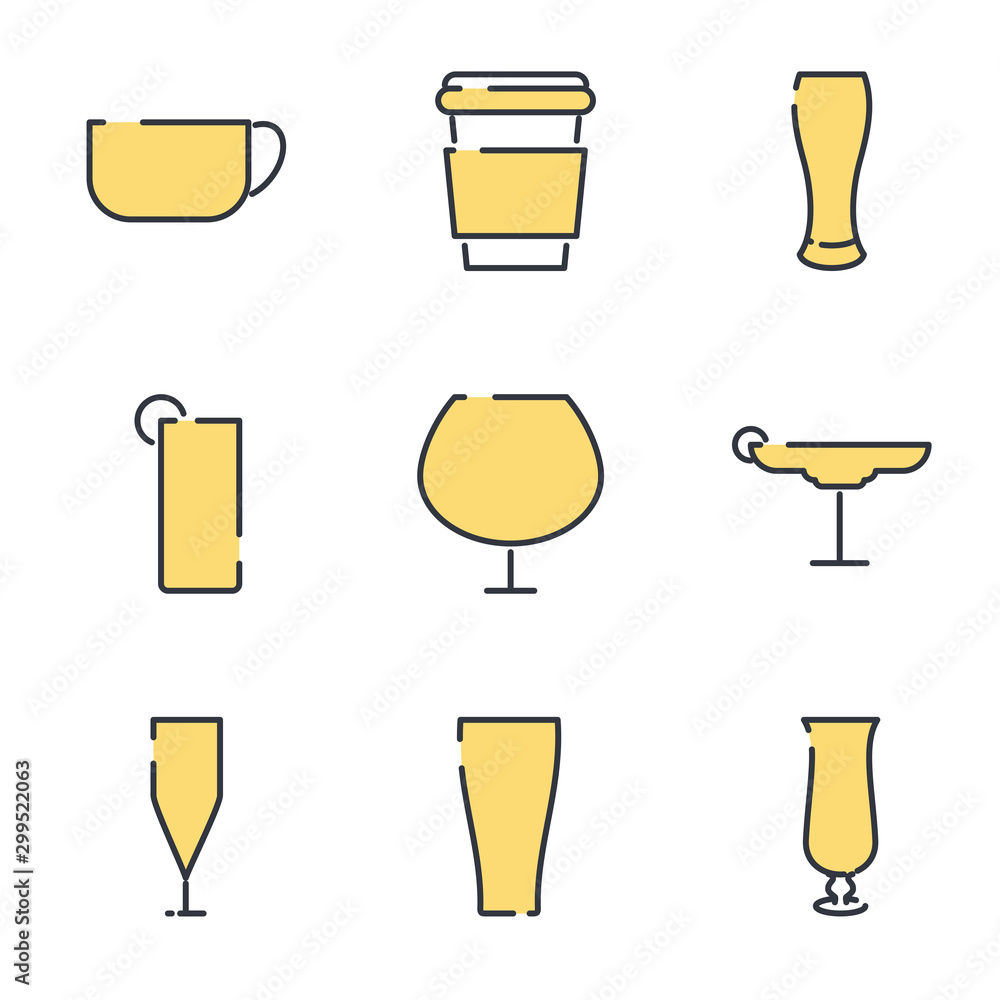 Poster Drinks set icon template color editable. Drink pack symbol vector sign isolated on white background illustration for graphic and web design.