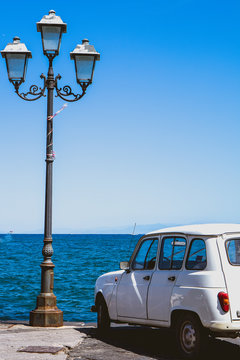  Citroen Vintage car. Parked by the sea. Old Citroen
