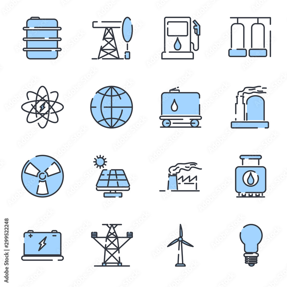 Aufkleber energy and industrial set icon template color editable. energy and industrial pack symbol vector sign isolated on white background illustration for graphic and web design.