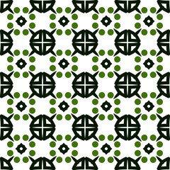 Seamless monochrome pattern with bright geometric elements.