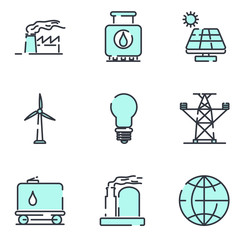 energy and industrial set icon template color editable. energy and industrial pack symbol vector sign isolated on white background illustration for graphic and web design.