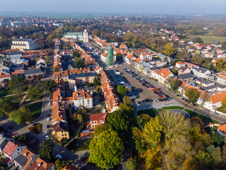 Fototapeta na wymiar Pułtusk, widok na miasto z lotu ptaka