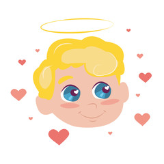 Funny little cupid with heart. Illustration of a Valentine's Day in a cartoon style. Amur baby angel. Cute funny cupid little god eros greece kids, romantic. Angel cupid love amur.. Love, romantic .