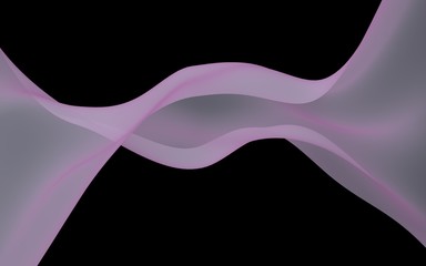 Abstract wave. Scarf. Bright ribbon on black background. Abstract smoke. Raster air background. 3D illustration