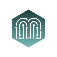 Logo design of M in vector for technology