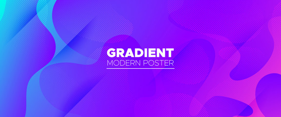 Violet 3d Fluid Shapes. Gradient Background. 